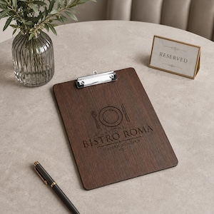 10 Pezzi Portablocco di Legno, Clipboard Menu Board, Portablocchi Appunti Porta-Pad Lavagna da Scrittura a4, Cartellina Rigida Pinza e Foro