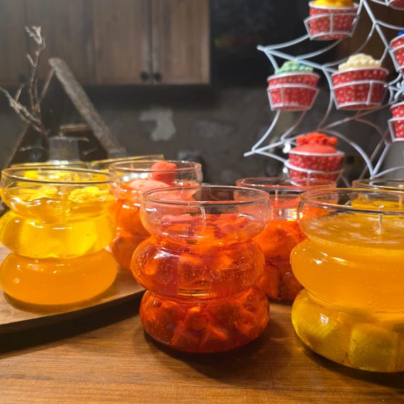 Handmade Gel Wax Candle: Realistic Fruit Jam Jar, Soya-Based