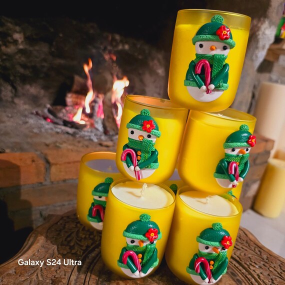 Handmade Snowman Candle: Scented Festive Christmas Decor