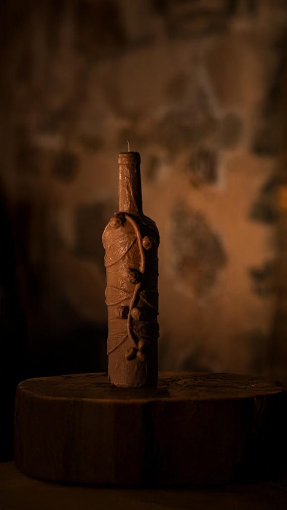 Handmade Wine Bottle Candle – Natural Soy Wax, Decorative Gift