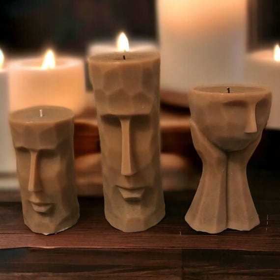 Set of 3 Decorative Candles – Handmade Aesthetic Candle Trio for Home Decor