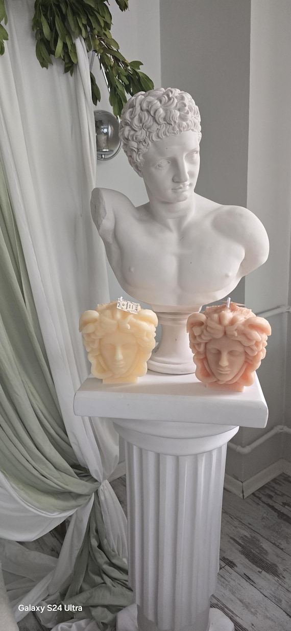 Medusa Candle– Greek Mythology Decor, Handmade Goddess Bust Candle