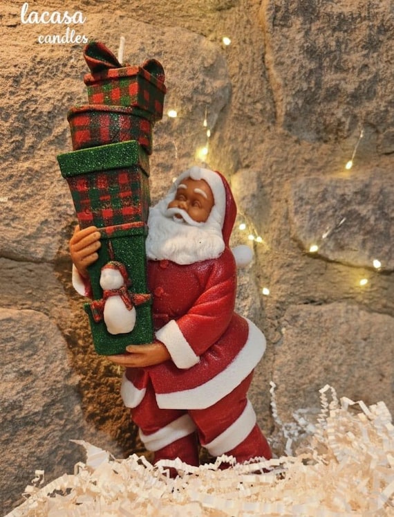 Handmade Santa Claus Soy Candle: Christmas Holiday Decor