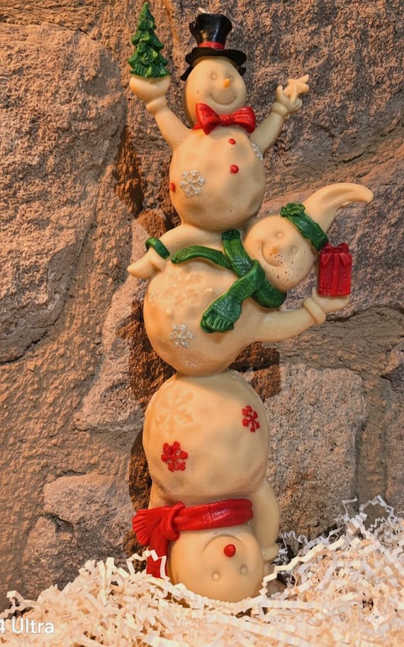 Handmade Snowman Candle Set: Christmas Soy Wax Decor