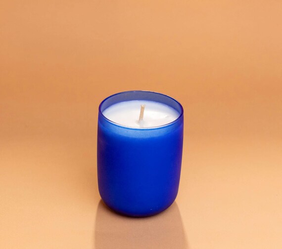 Handmade Blue Soy Wax Candle: Aromatherapy Essential Oils, Stress Relief