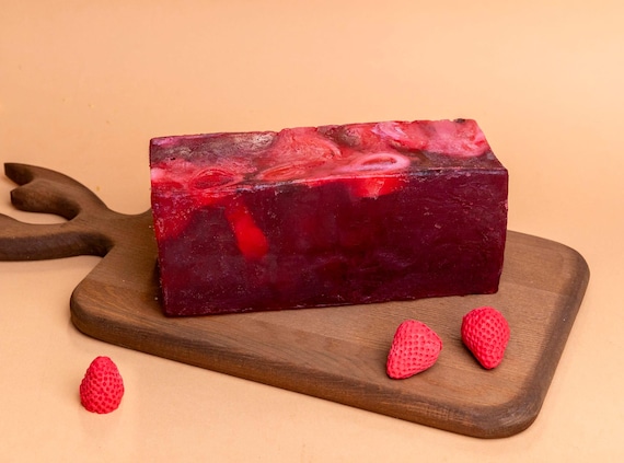 Handmade Strawberry Soap Bar: Vegan Cold Process Cleanser