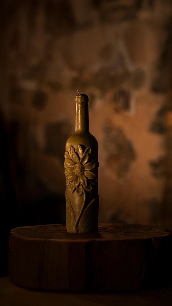 Wine Bottle Candle – Handmade Soy Wax, Unique Home Decor