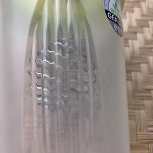 May include: A clear plastic blender bottle with a green lid and a stainless steel whisk. The bottle has a textured design and a BPA-free label. The bottle is designed for mixing protein shakes and other beverages.