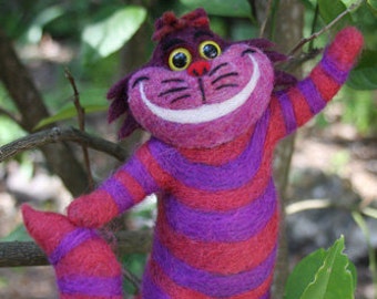 Needle Felted Cheshire Cat Sculpture - custom made for you