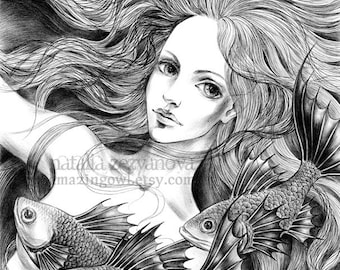 Mermaid - 8 x 10 giclee print