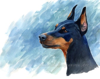 Doberman - 8x10 Giclee Print of the Original Watercolor