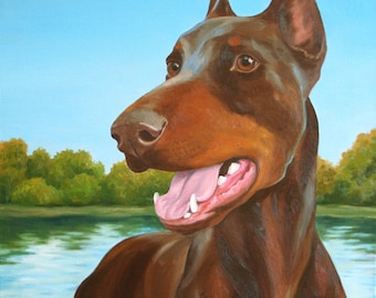 Red Doberman - 8x10 Giclee Print from Original Oil Painting