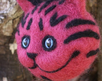 Needle Felted Cheshire Cat Head Ornament