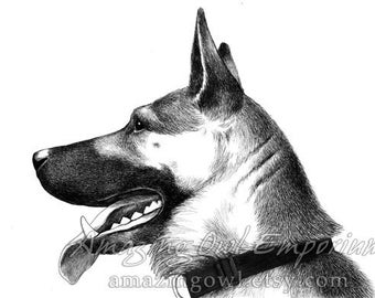 German Shepherd in Profile - 8x10 Giclee Print