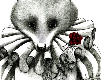 Fox say I Love You- 8 x 10 giclee print by Natalia Zezyanova