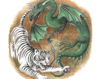 Dragon and Tiger - 8x10" Giclee Art Print