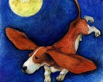 Flight of the Basset - 8 x 10 giclee print