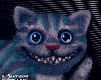 Needle Felted Cheshire Cat Sculpture - custom made for you