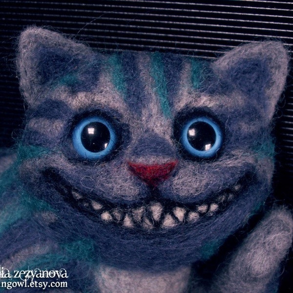 Needle Felted Cheshire Cat Sculpture - custom made for you