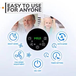 Air Purifier with Humidifier Combo for Home Allergies and Pets Hair, Smokers in Bedroom, H13 True HEPA Filter, 2-in-1