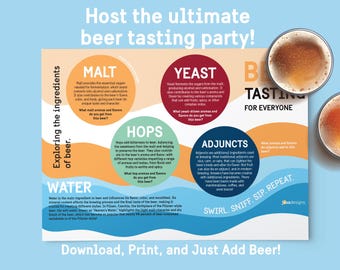 Beer Tasting Party Kit – Printable Mats, Scorecards, and Guide (Digital Download)