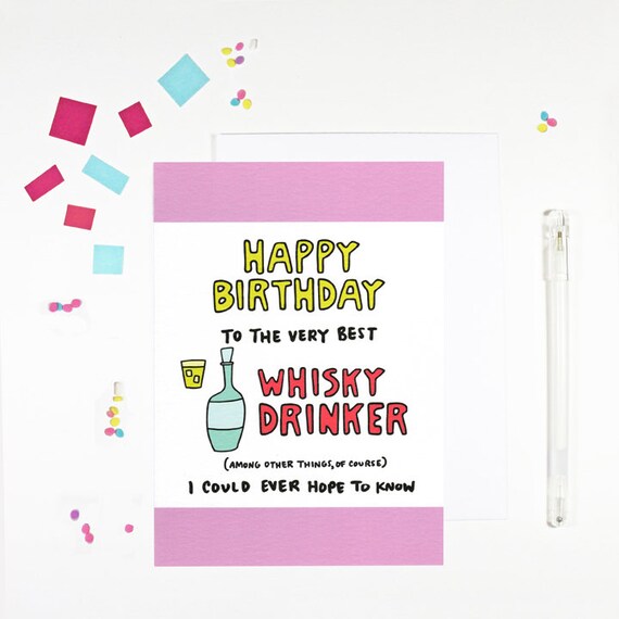 Carte D Anniversaire De Buveur De Whisky De Joyeux Etsy