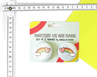 Rainbow Badge Set, Together We Are Magic, Friendship Set, Give one keep one