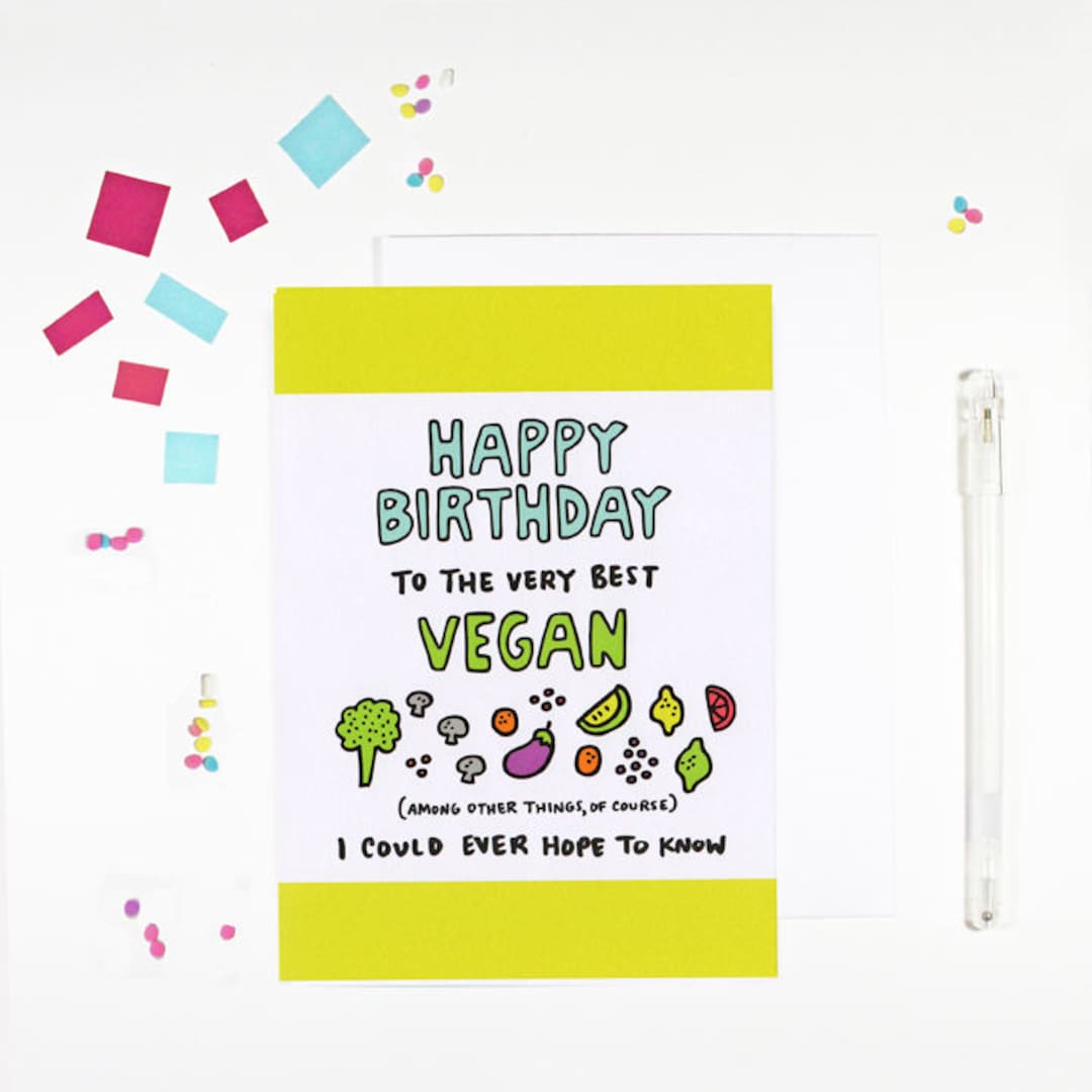 Happy Birthday Vegan Birthday Card for Vegans - Etsy