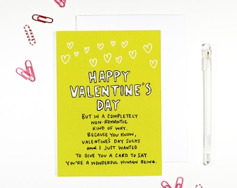 Completely Non-Romantic Valentine's Card for Friends on Valentine's Galentines Anti Valentines Day Funny Valentine