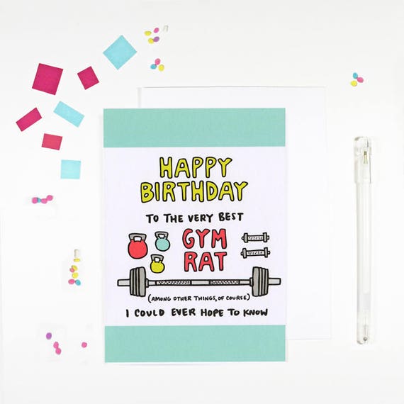 Happy Birthday Gym Rat Birthday Card for Fitness Lovers Etsy