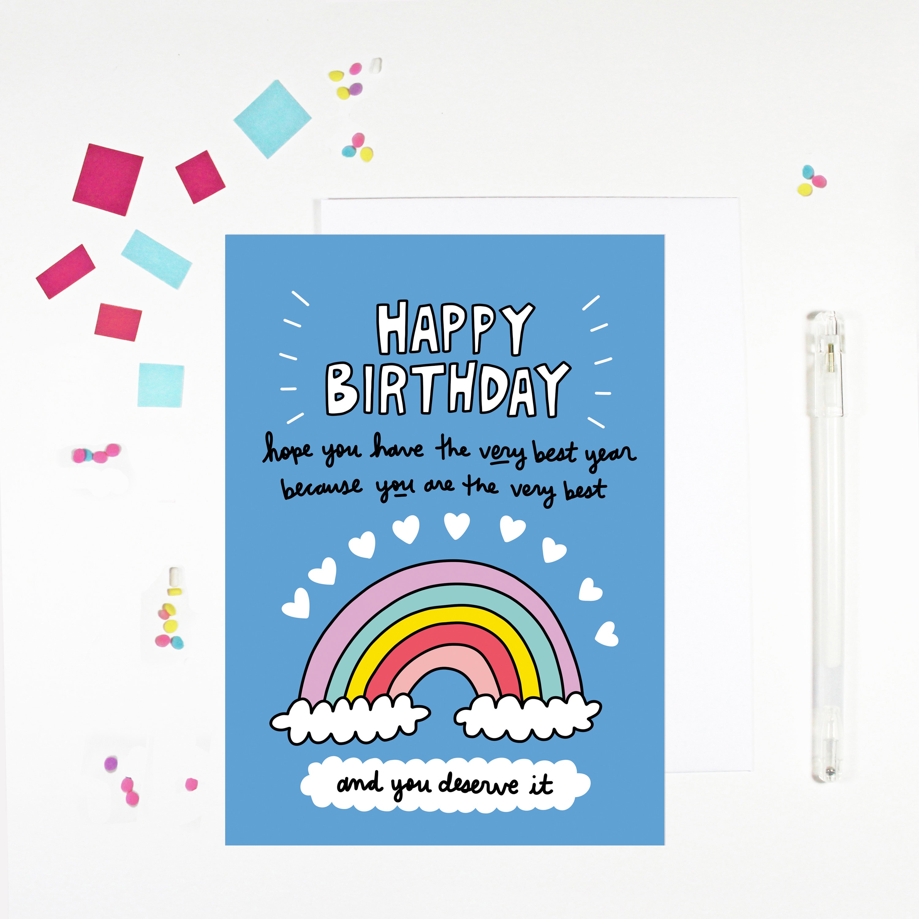 Happy Birthday You Deserve It Rainbow Birthday Card Etsy
