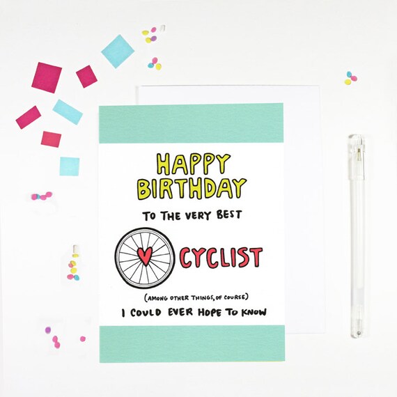 Carte D Anniversaire De Cycliste De Joyeux Anniversaire De Etsy