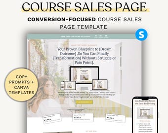 Course Sales Page Template Systeme.io. High-Converting Funnel Template. Customizable Landing Page. Digital Product, Course Creators, Coaches