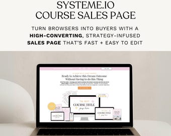 Systeme.io Course Sales Page Template. Systeme.io Funnel Template. Customizable Landing Page. Digital Product Course Sales Page.