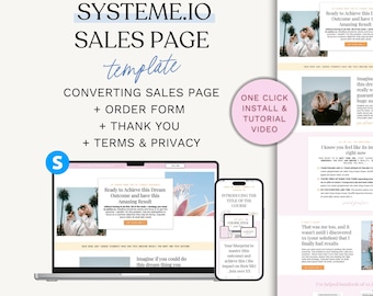 Systeme.io Sales Page Template. Systeme.io Funnel Template. Customizable Landing Page. Digital Product Course Sales Page. Coaching. Checkout