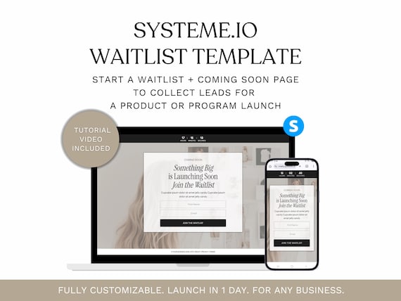 Systeme.io Waitlist Template. Waitlist Sign Up Form. Landing Page Template. Systeme.io Sales Funnel. Coming Soon Opt in Email Capture