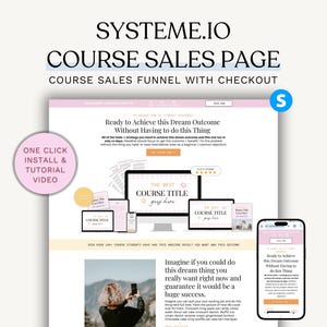 Systeme.io Course Sales Page Template. Systeme.io Funnel Template. Customizable Landing Page. Digital Product Course Sales Page.