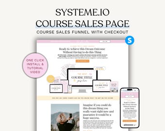 Systeme.io Course Sales Page Template. Systeme.io Funnel Template. Customizable Landing Page. Digital Product Course Sales Page.