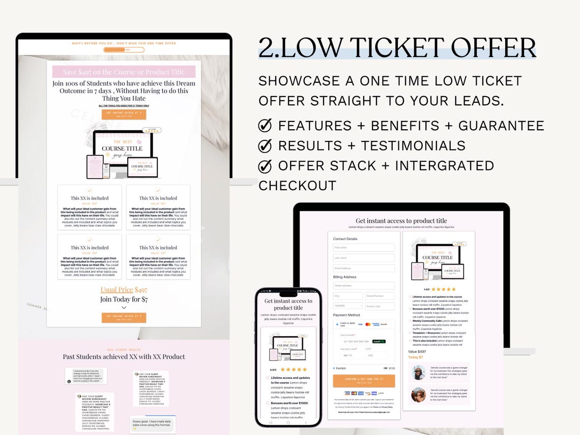 Systeme.io Sales Funnel Template. Low Ticket Offer. Upsell Funnel ...