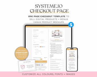 Systeme.io Checkout Page. One Page Checkout Funnel. Sales Page Digital Products. Order Form. Payment Page. Template to sell ebooks course.