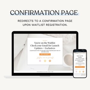 May include: A laptop and smartphone show a confirmation page with the text "You're on the Waitlist." The laptop screen displays a larger version of the confirmation message, while the phone shows a mobile-optimised view. The page confirms waitlist registration.