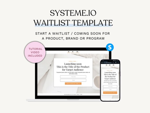 Systeme.io Waitlist Template. Waitlist Sign Up Form. Landing Page Template. Systeme.io Sales Funnel Templates.