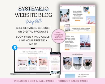 Systeme.io Website Template Blog, sell Services & Digital Products. Pink Feminine Colourful Modern. Course Creator, Coach , Service Provider