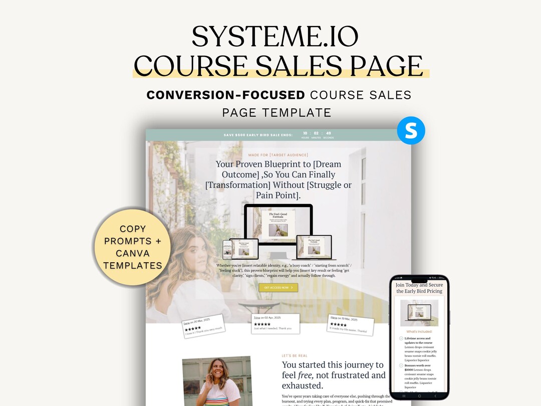 Course Sales Page Template Systeme.io. High-converting Funnel Template ...