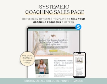 Systeme.io Coaching Sales Page Template. Systeme.io Funnel Template. Customizable Landing Page. Digital Product Course ebook Sales Page