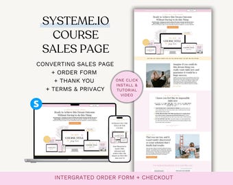 Systeme.io Course Sales Page Template. Systeme.io Funnel Template. Customizable Landing Page. Digital Product Course Sales Page.