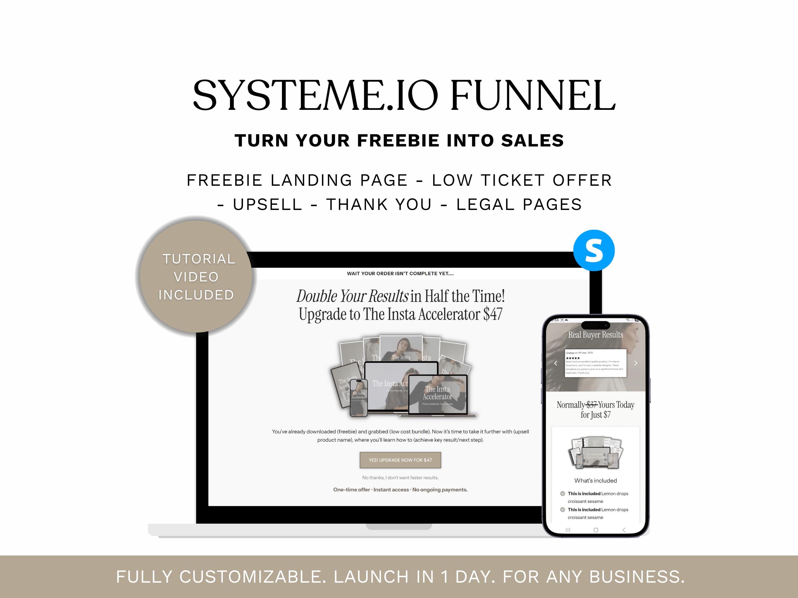 Systeme.io Sales Funnel Template. Low Ticket Offer. Upsell Funnel ...