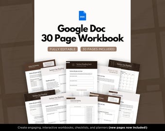 Fillable Google Doc Workbook Template, Checklist, Journal, Planner, Tracker, Calendar