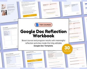 Reflection Workbook Template, Fillable Journal, Course Creator (Google Doc)