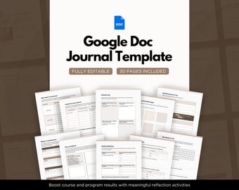 Fillable Reflection Journal Workbook Template, Google Doc
